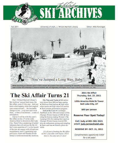 Utah Ski Archives 2011 Newsletter first page