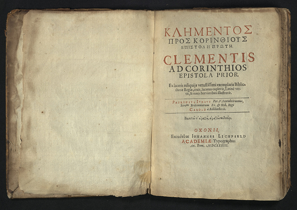 Klementos Pros Korinthious... title page