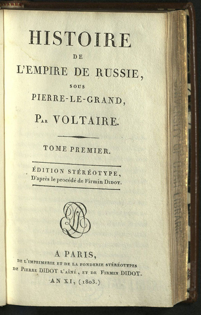 Histoire de l'empire de Russie title page