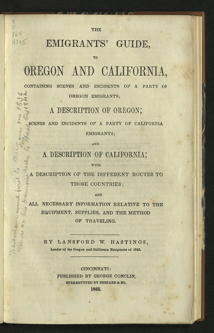 Emigrant's guide to Oregon and California, title page
