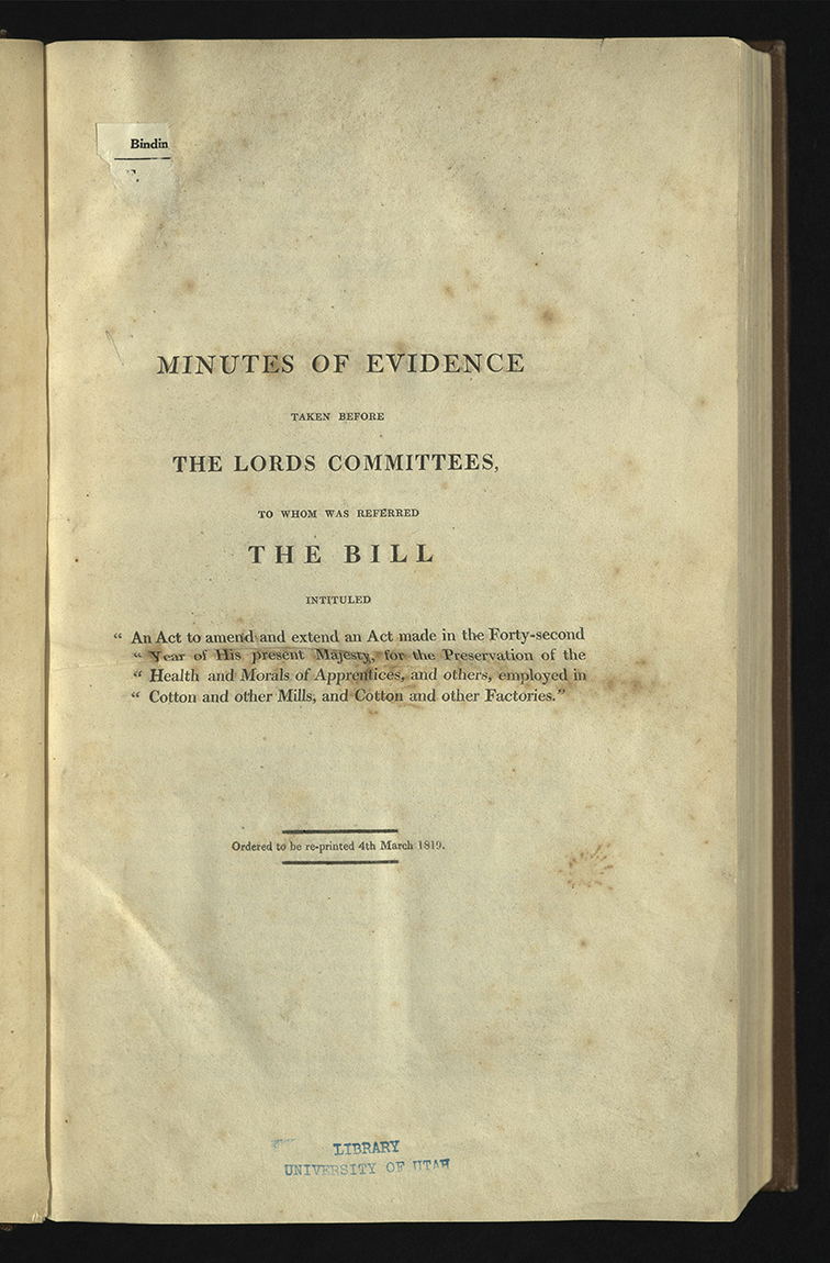 Minutes of Evidence Title Page
