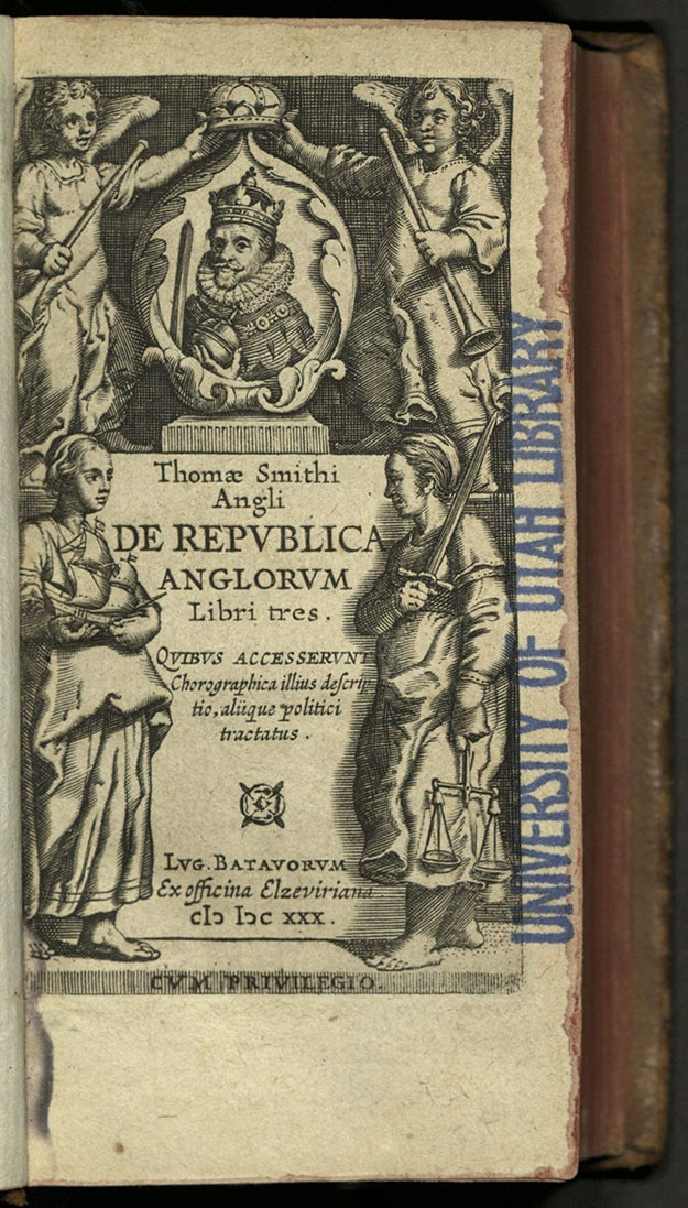 Thom Smithi Angli de Republica, title page