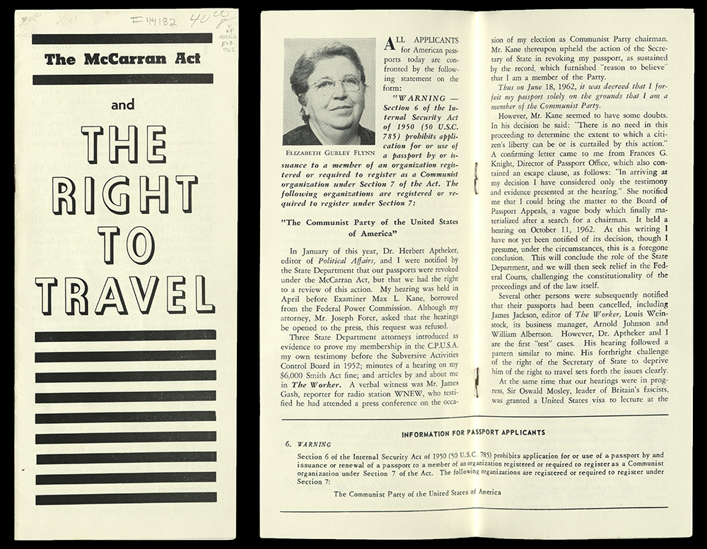 The McCarran Act and the Right to Travel