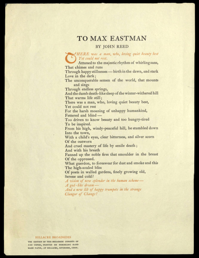 To Max Eastman, by John Reed