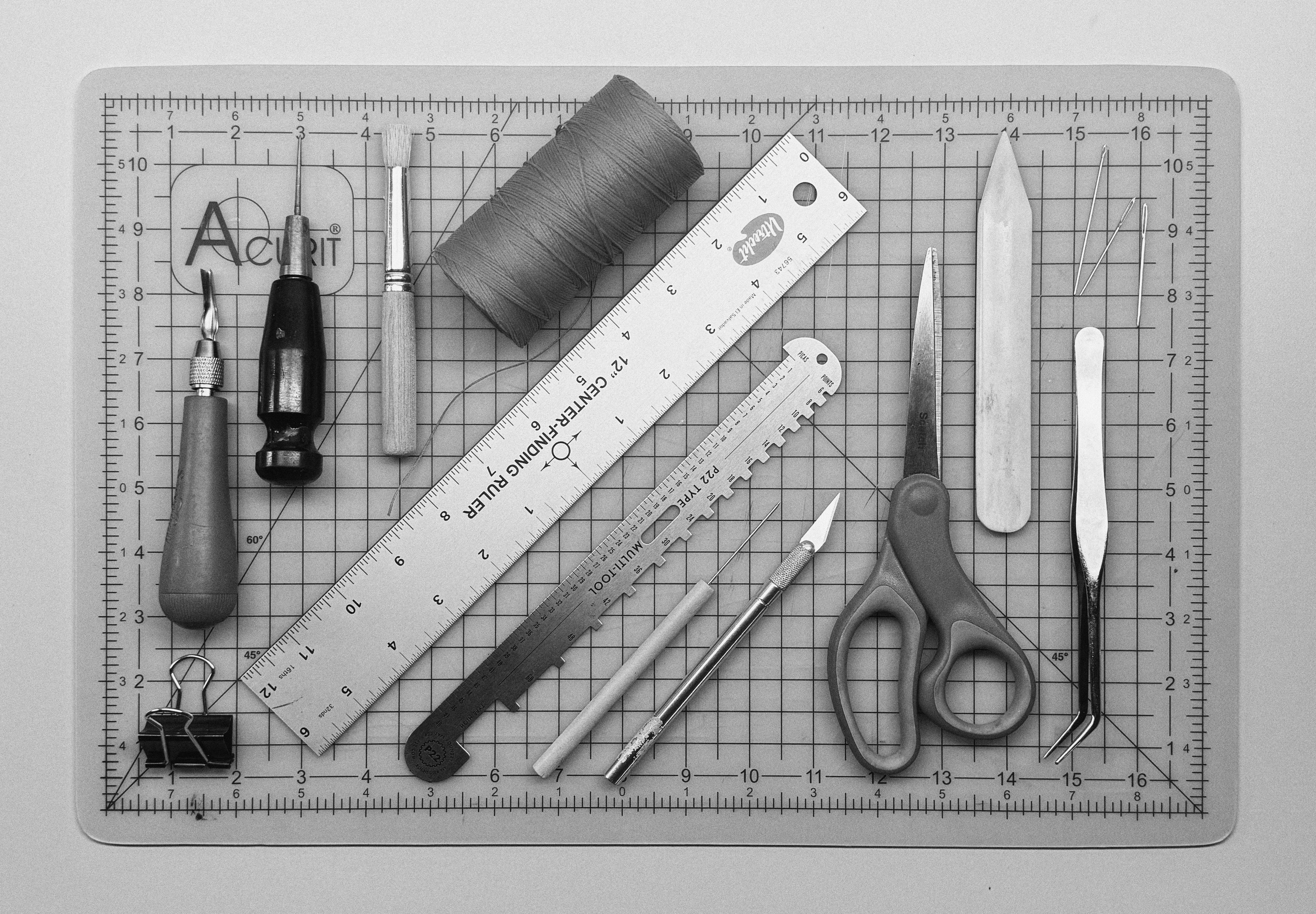 image of tools on a cutting mat