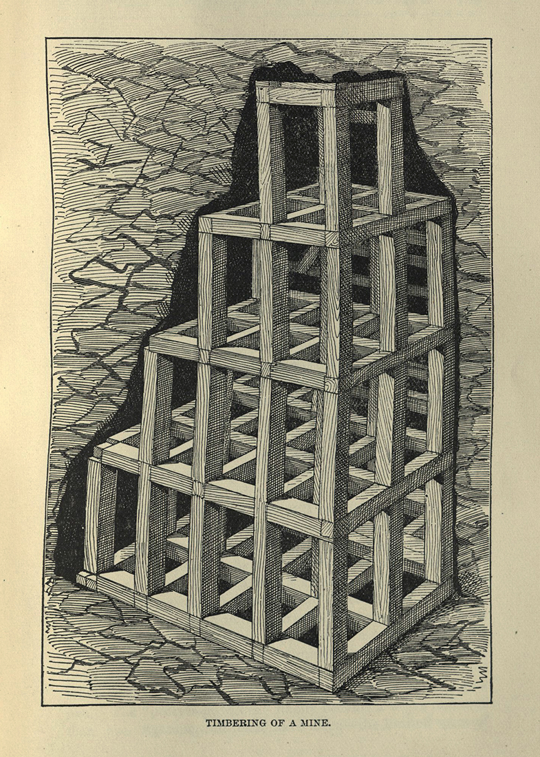 History of the Big Bonanza... page 137 "Timbering of a Mine"