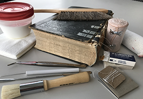 image of book repair tools and supplies