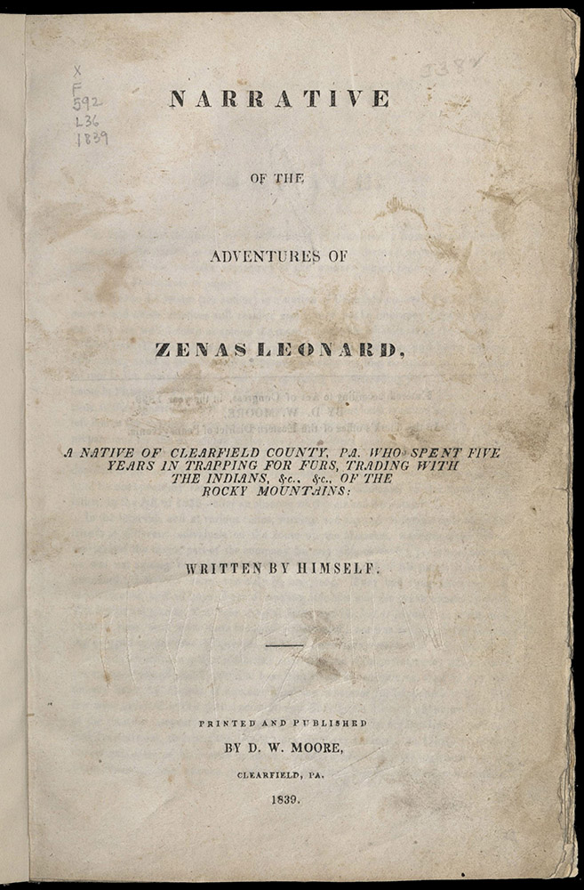 Zenas, Narrative Of The Adventures, 1839