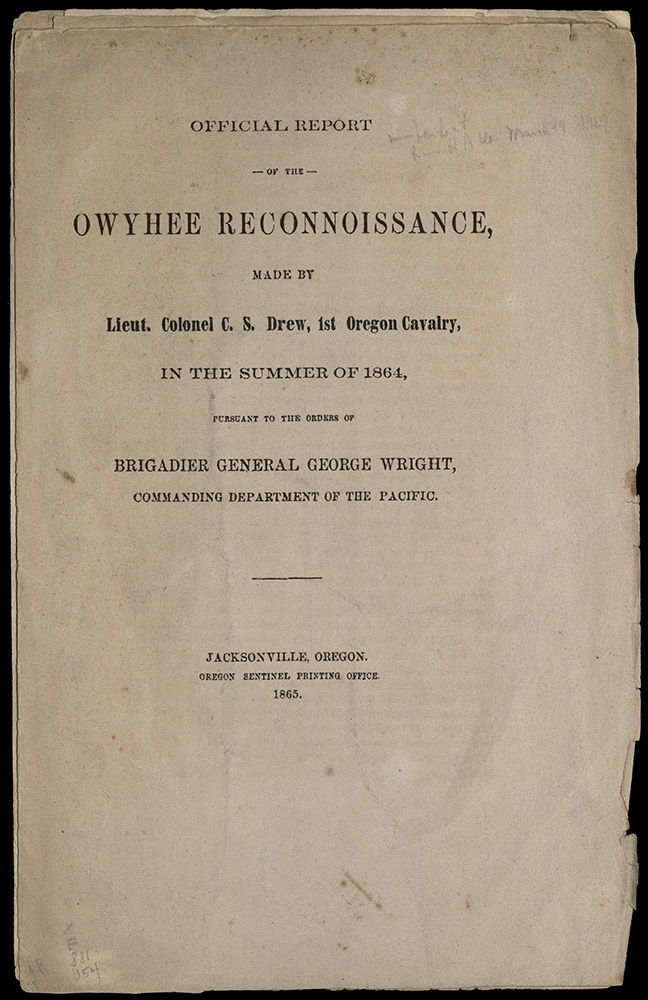 Official Report Of The Owyhee…, 1865