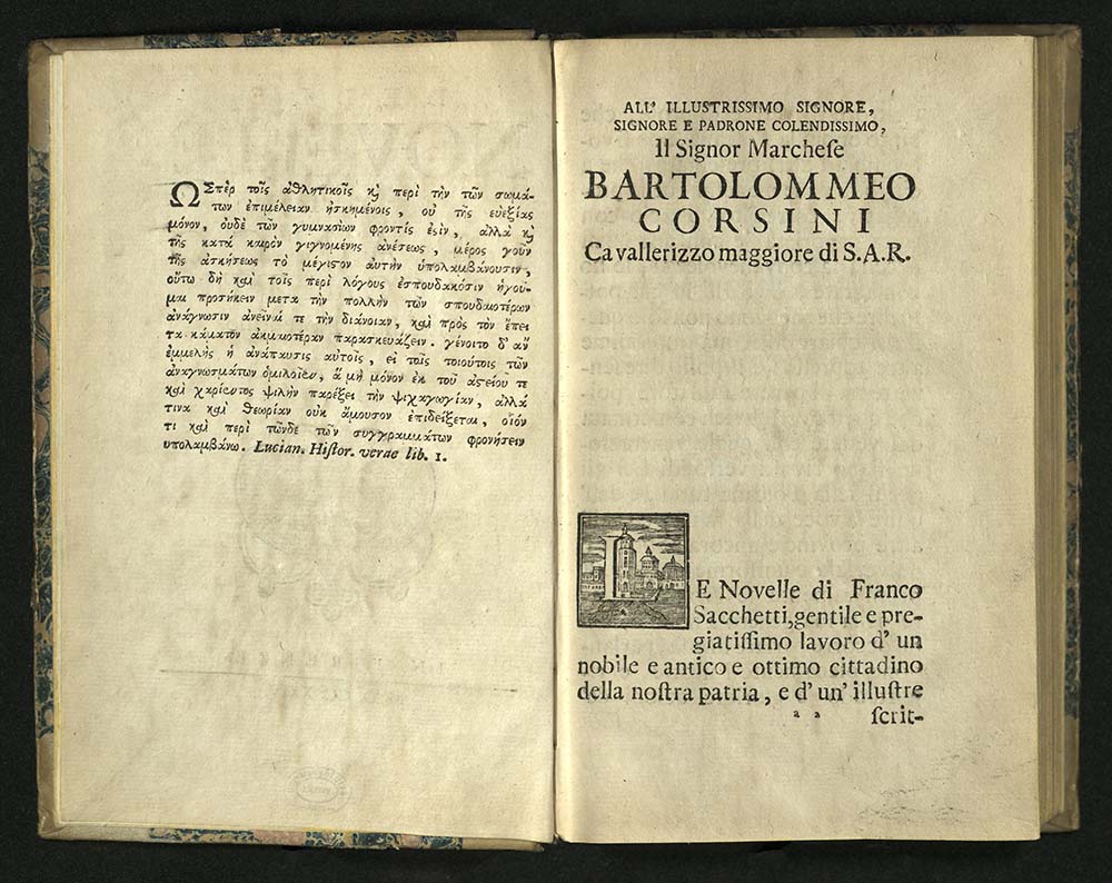 Franco Sacchetti, Delle novella di Franco Sacchetti Cittadino, 1724