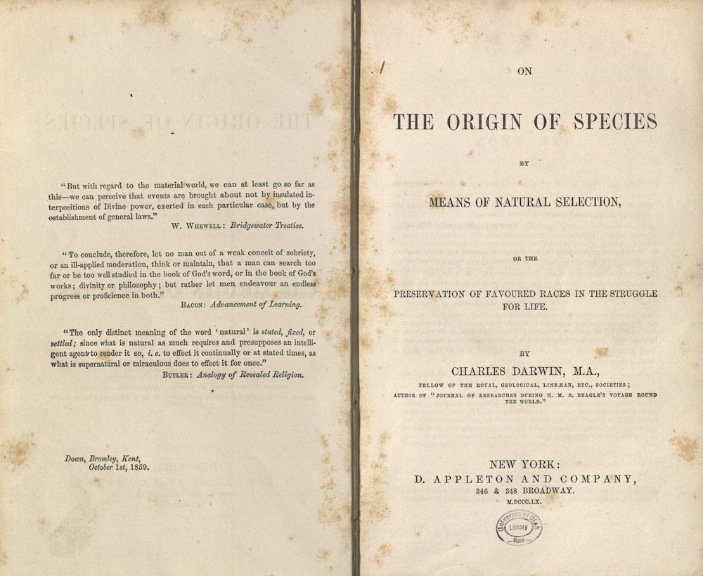 Darwin, On the Orgin of Species, American Edition