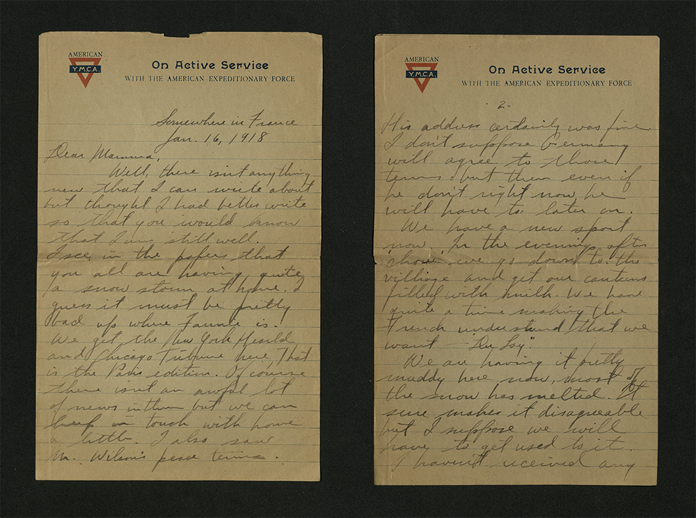 Letter from William J. Putcamp to his mother, dated 16 January 1918