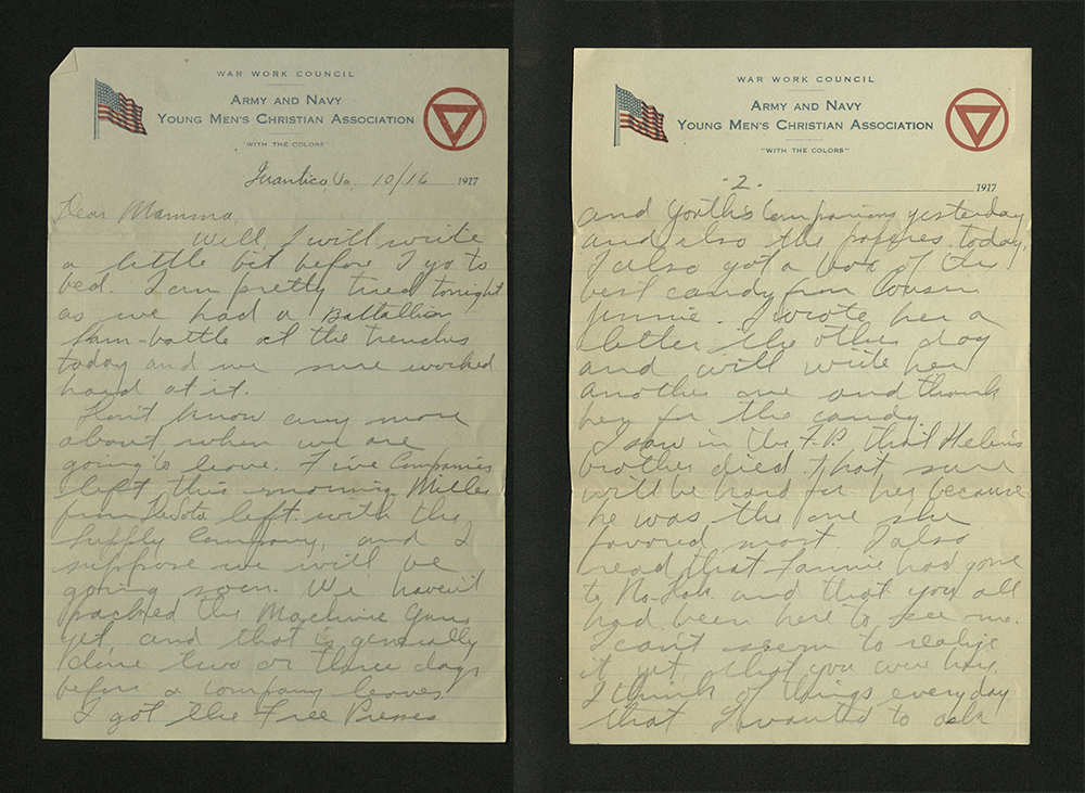 Letter from William J. Putcamp to his mother, dated 16 October 1917