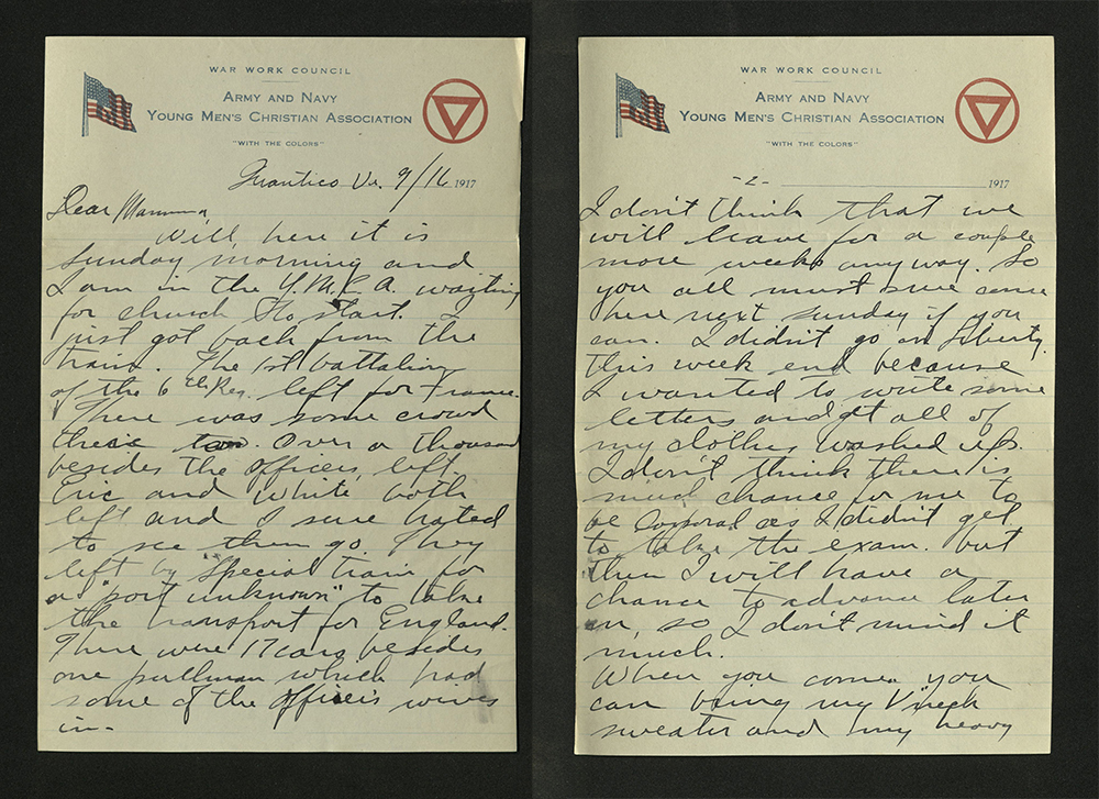 Letter from William J. Putcamp to his mother, dated 16 September 1917