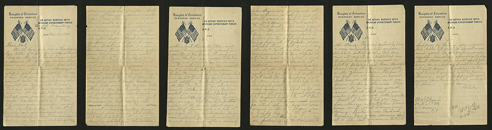 Letter from William J. Putcamp to his father, dated 28 November 1918