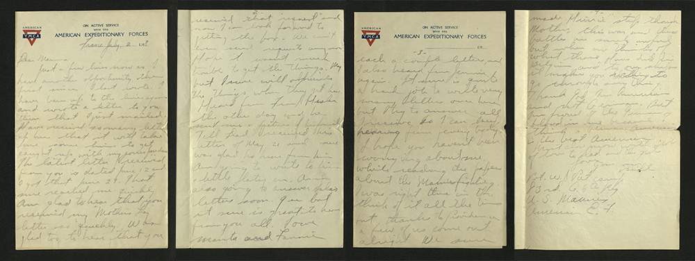 Letter from William J. Putcamp to his mother, dated 2 July 1918