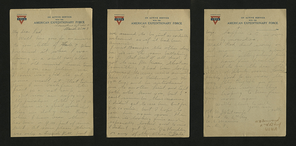Letter from William J. Putcamp to his father, dated 31 March 1918