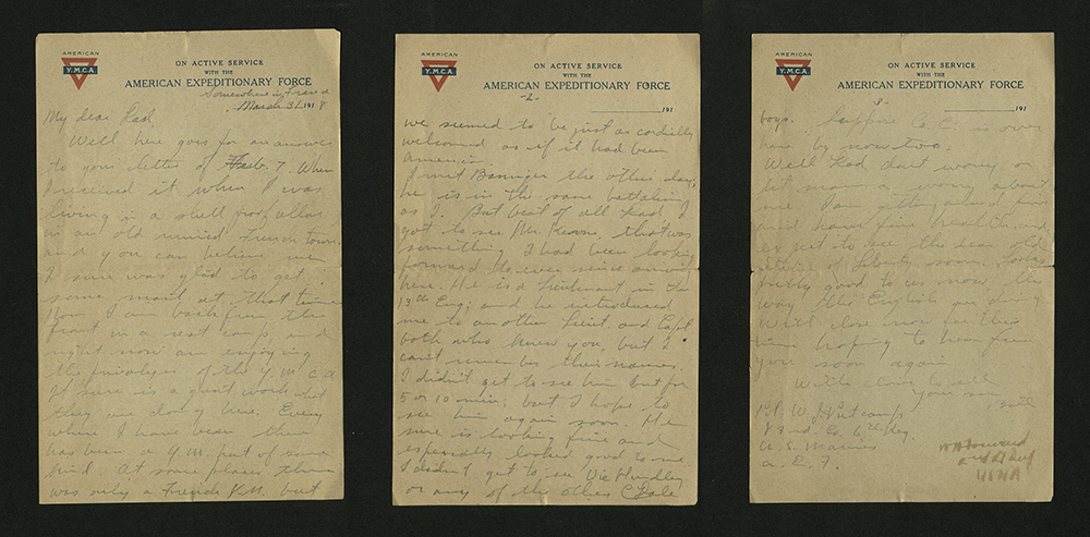 Letter from William J. Putcamp to his father, dated 31 March 1918