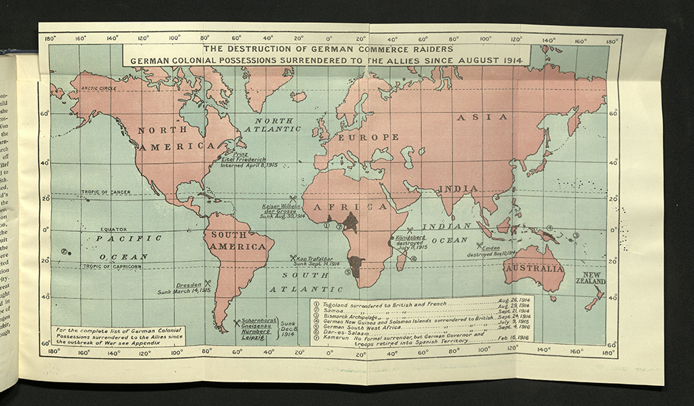 Fold out map from William Macnelle Dixon's The British Navy at War, 1917