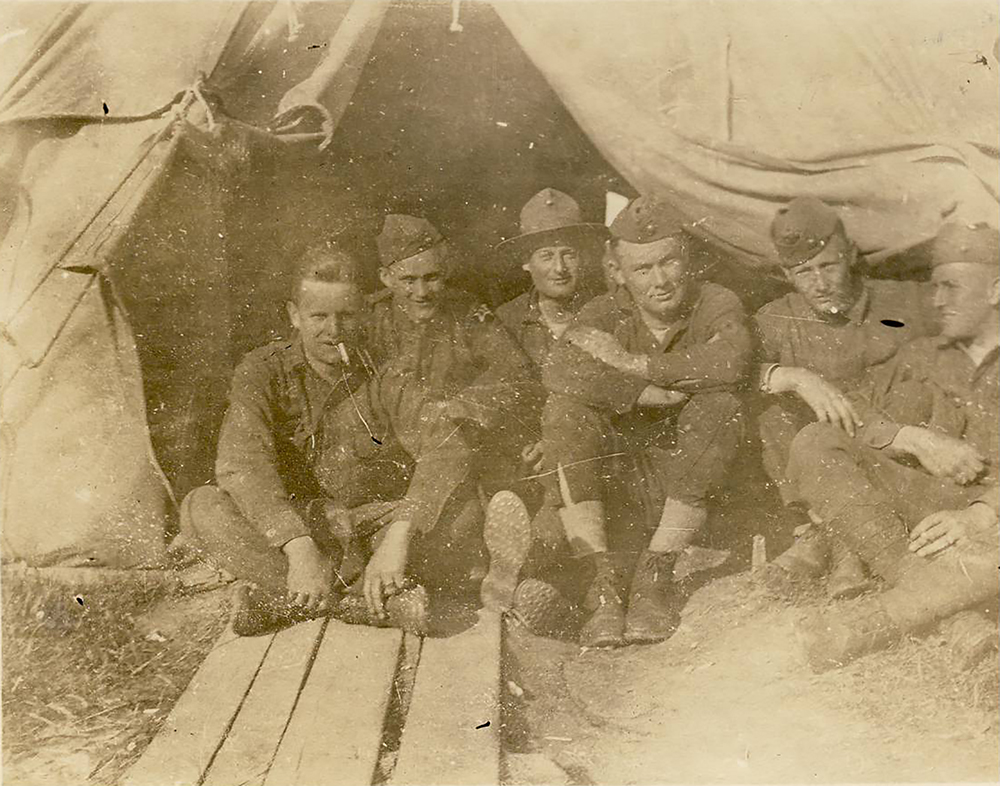 Photograph of William J. Putcamp's with other Marines, Honnigen Range, 1918