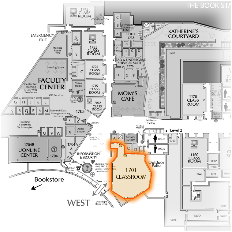 Level 1 Room 1701 highlighted