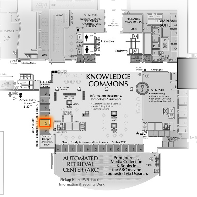 Level 2 Room 2130Q highlighted