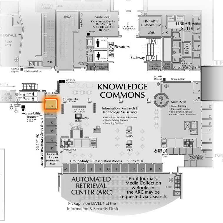 Level 2 Room 2130U highlighted