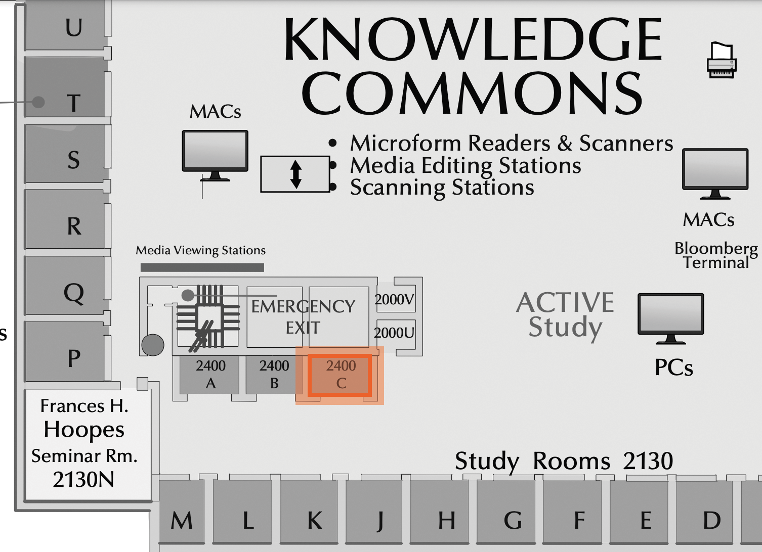 Level 2 Study Booth 2400C highlighted