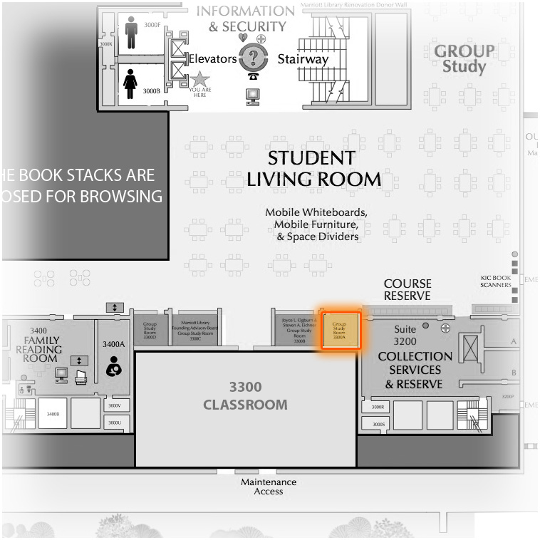 Level 3 Room 3300A highlighted