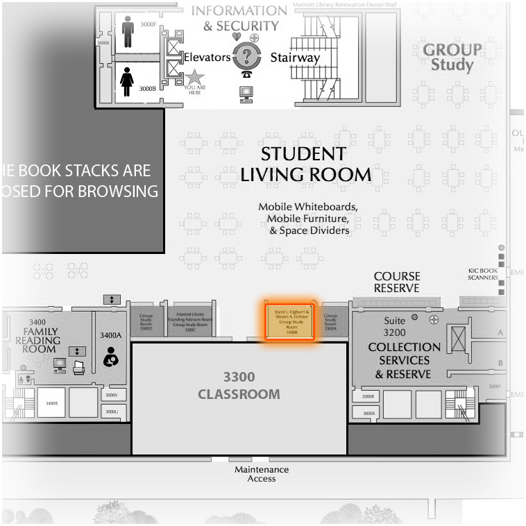 Level 3 Room 3300B highlighted