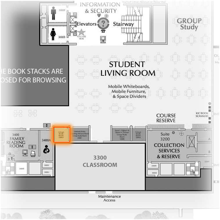 Level 3 Room 3300D highlighted