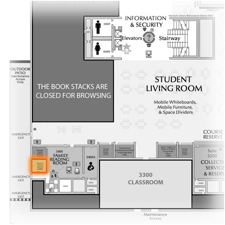 Level 3 Room 3400C highlighted