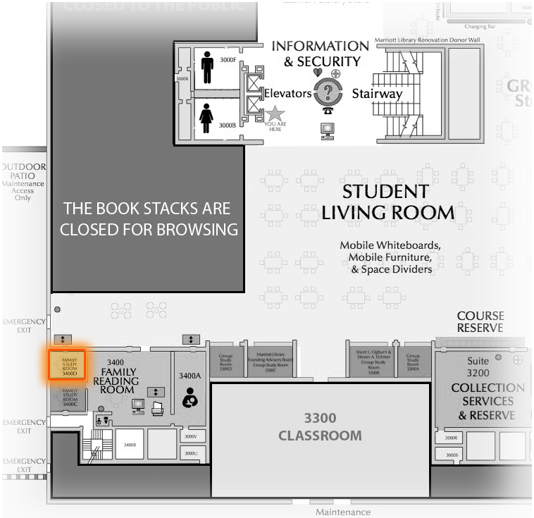 Level 3 Room 3400D highlighted