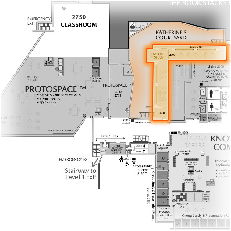 Level 2 Katherine's Courtyard highlighted